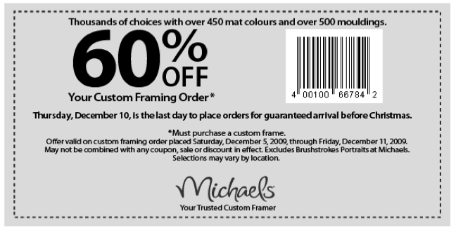 Daniell Gamble: Michaels Crafts 50% off one reg price item to 11/10 or