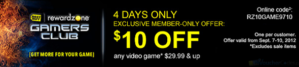 $10 off video games at Best buy