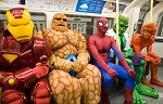 Superheroes on a train