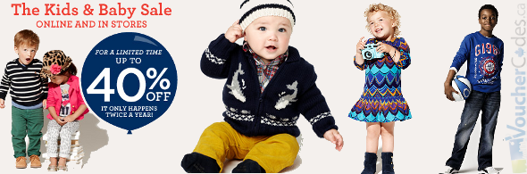 Up to 40% off baby and kids items at the gap
