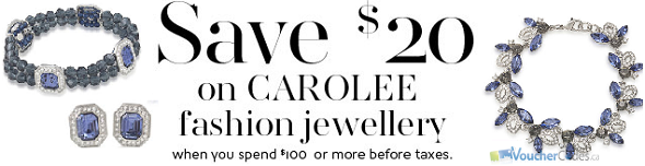 Save $20 when you spend $100 on Carolee Fashion jewellery