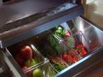 Fruits and vegetables in the refrigerator crisper