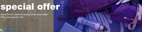 Free Water bottle when you spend $35 or more on Gaiam items at Chapters