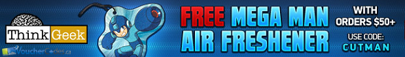 Free Mega man Air Freshener from Think Geek with purchase