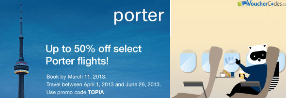 Up to 50% off Porter Flights at Buytopia.ca