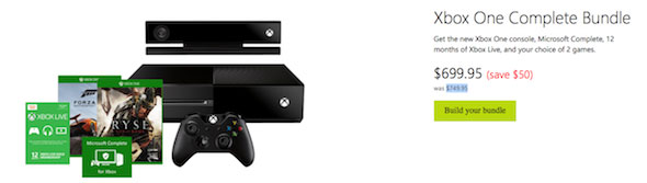 Xbox One $50 off the Complete Bundle 