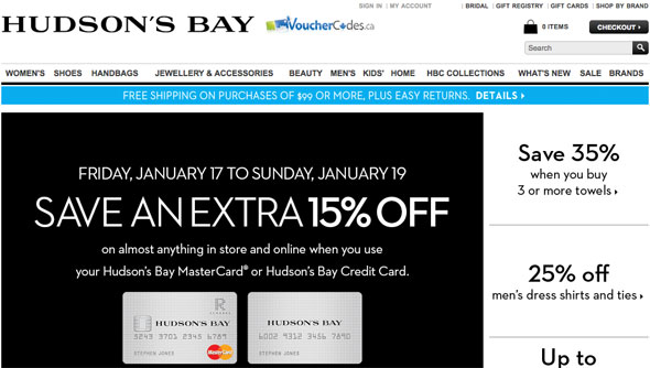 15% off The Bay